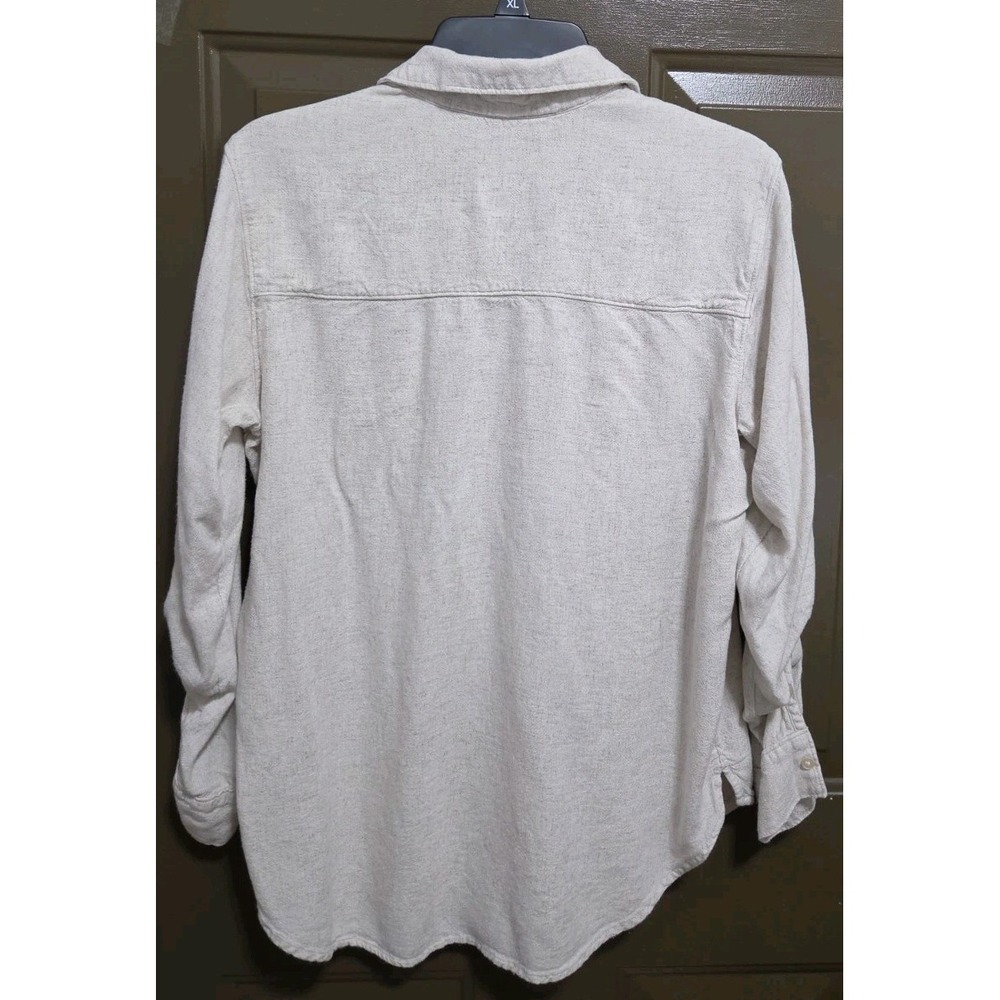 Abercrombie & Fitch Womens Large Boyfriend Button Front Shirt Linen Blend Casual - Picture 11 of 12